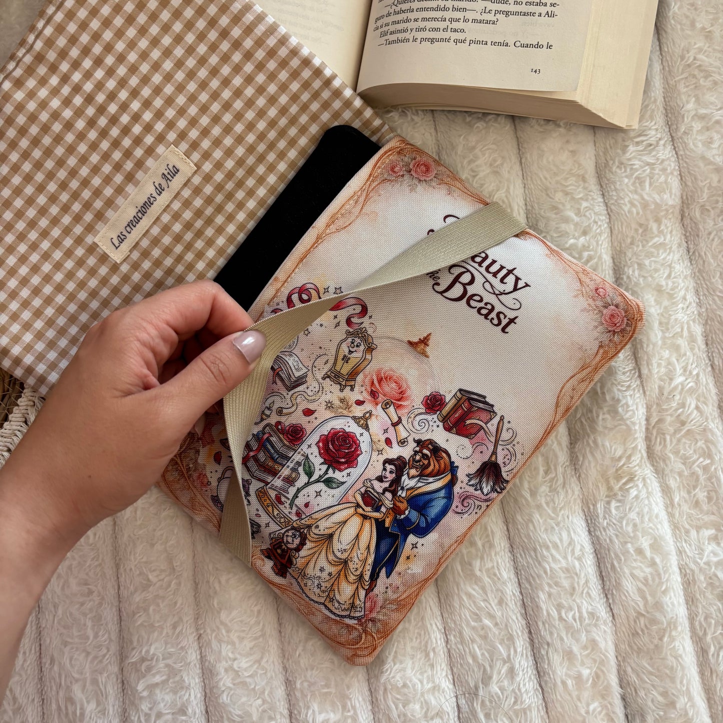 Funda de solapas para ebook érase una vez Bella y Bestia impermeable