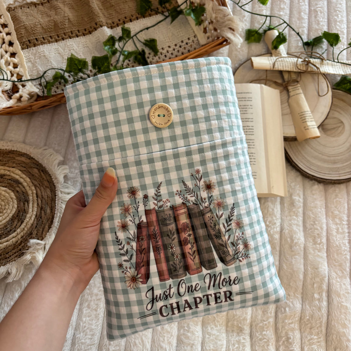 Funda literaria Just one more chapter vichy con bolsillo