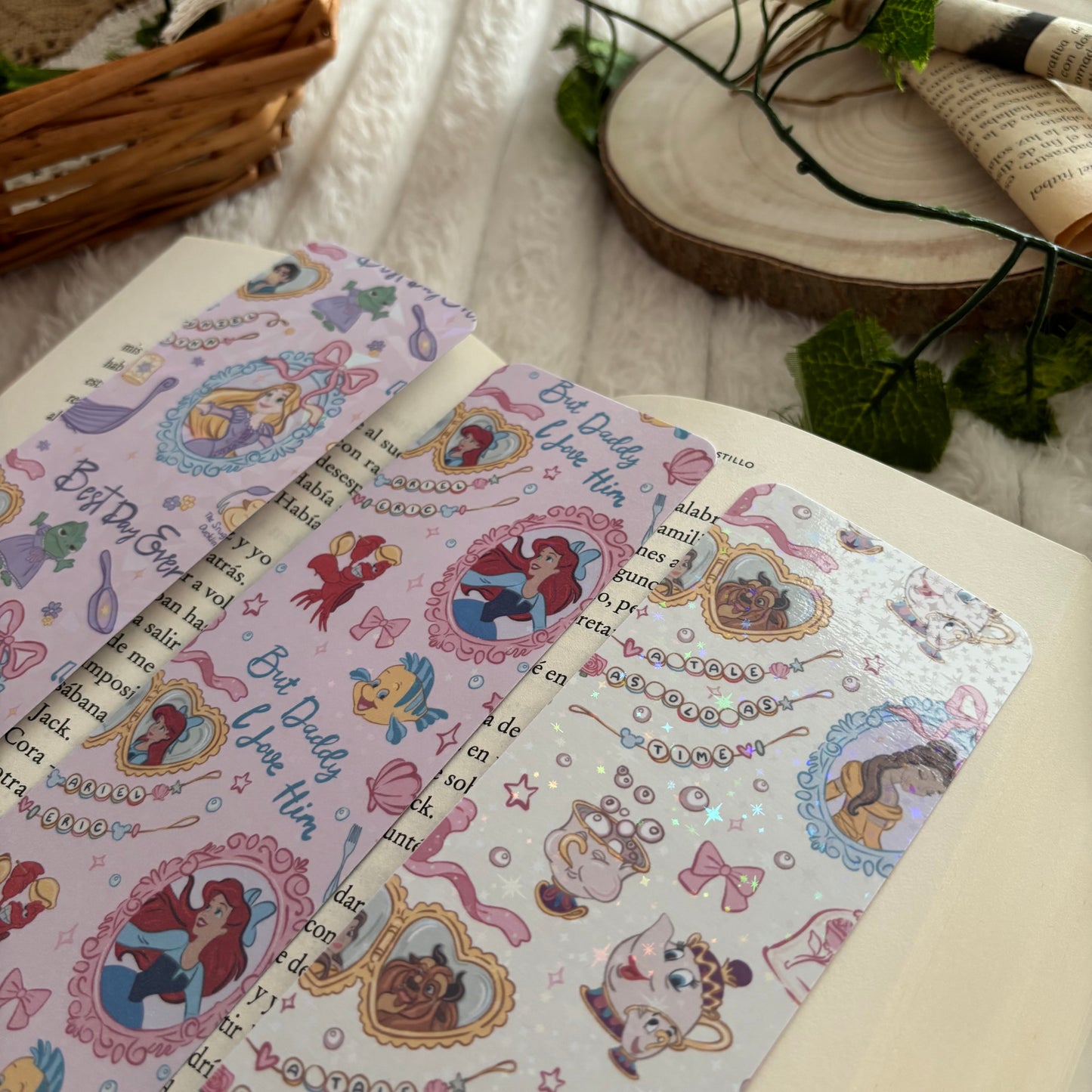 Pack 3 marcapáginas holográficos princesas Disney
