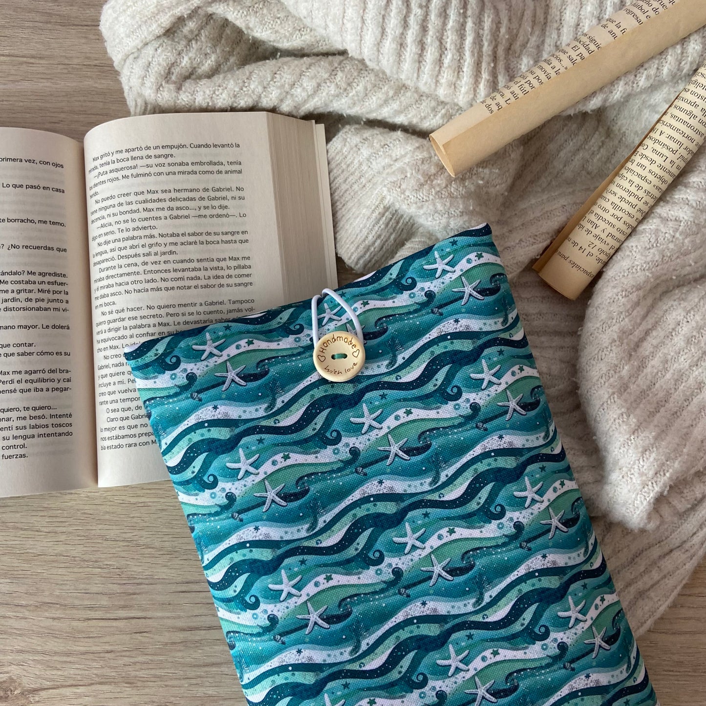 Funda literaria en el mar impermeable