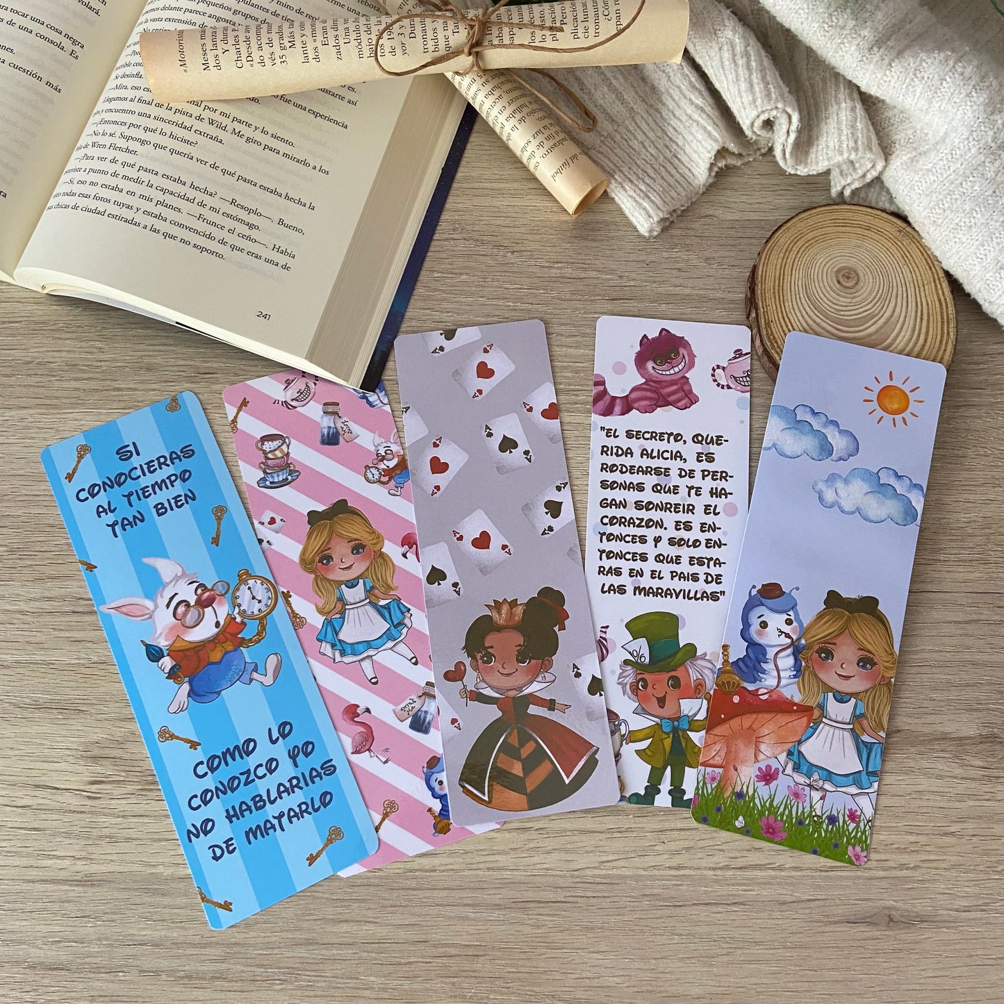 Pack 5 marcapáginas Alicia en el país de las maravillas
