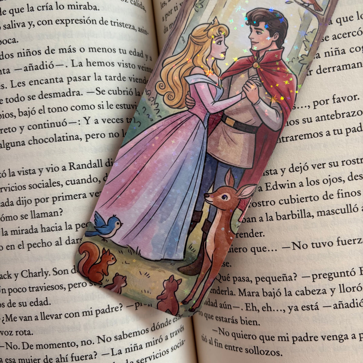 Marcapáginas princesa Aurora y Felipe holográfico