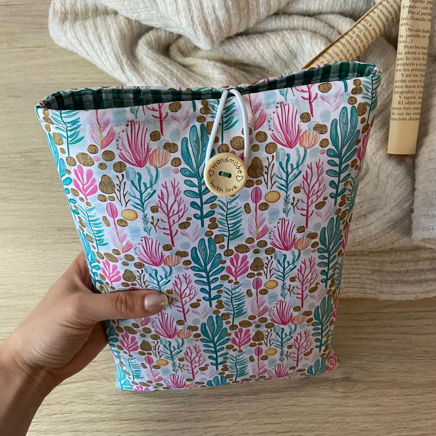 Funda literaria algas marinas