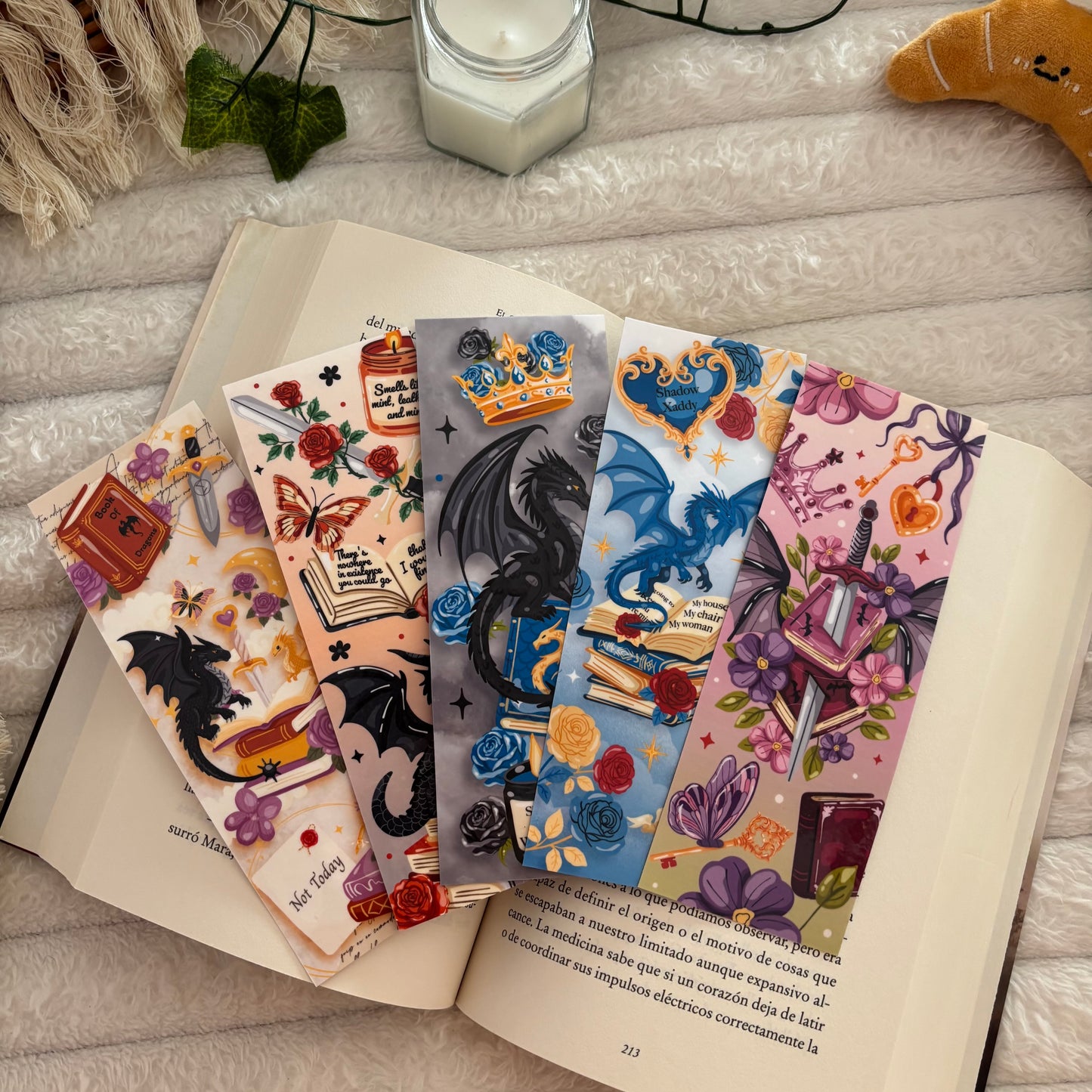 Pack 5 marcapáginas dragones