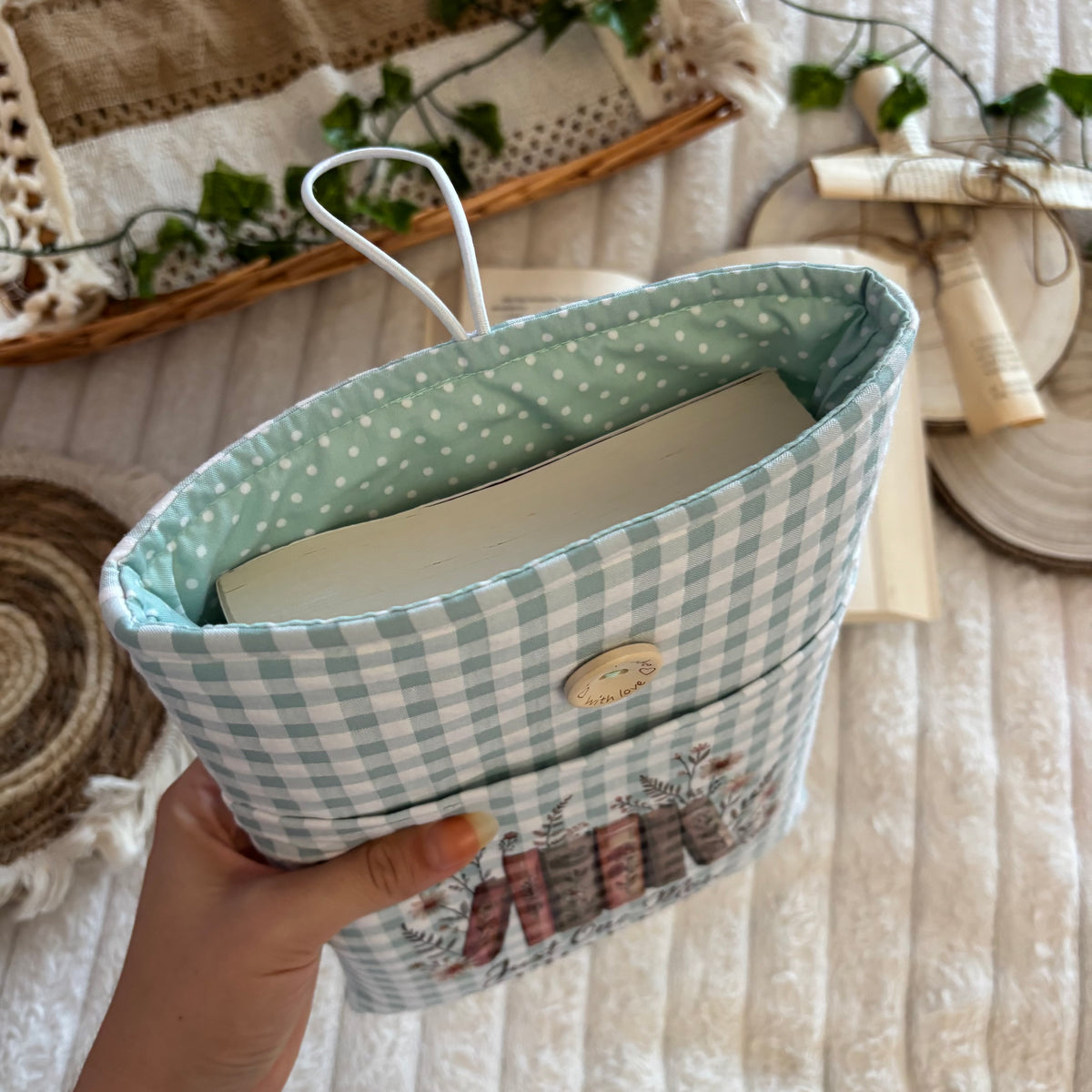Funda literaria Just one more chapter vichy con bolsillo