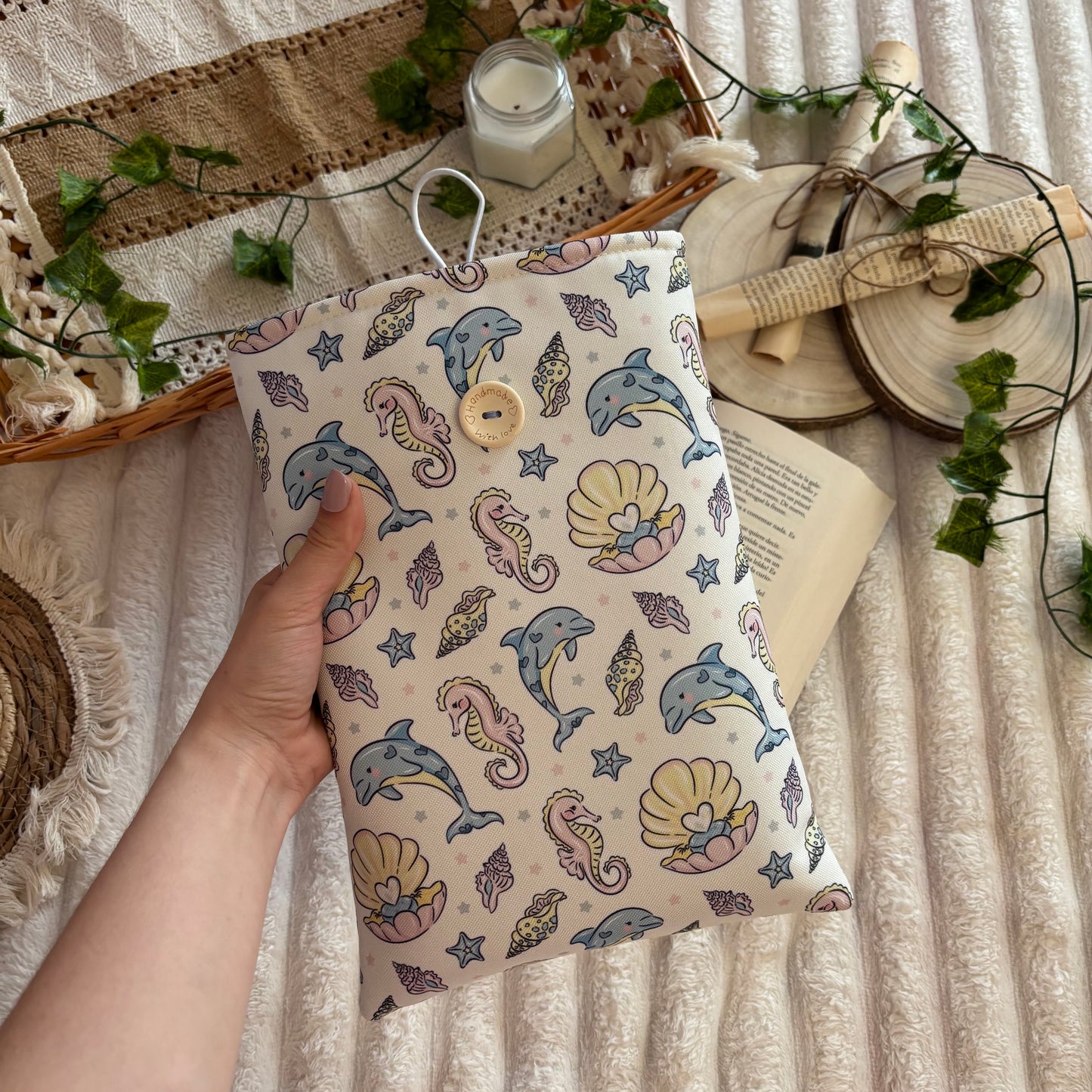 Funda literaria mar de perlas impermeable