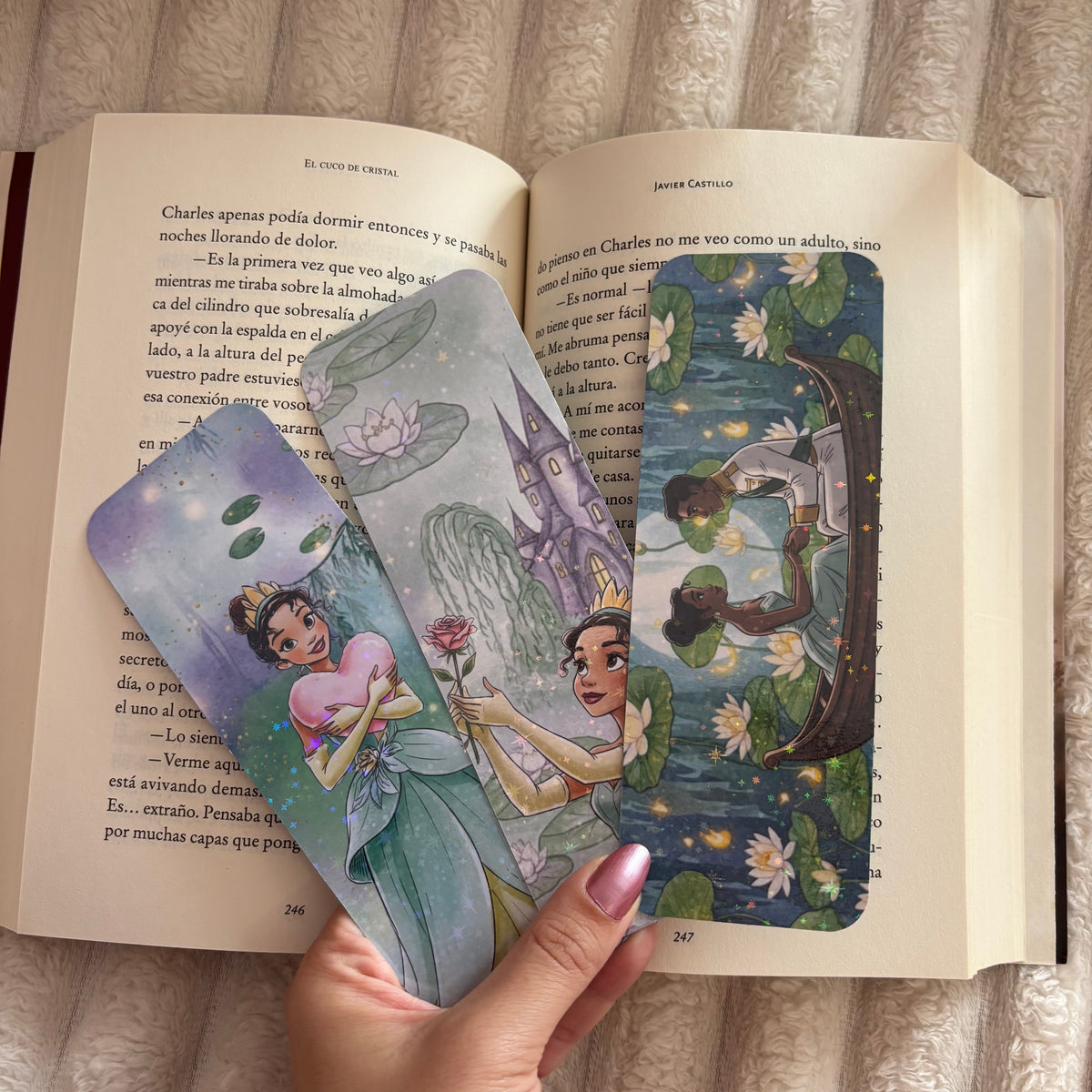 Pack 3 marcapáginas princesa Tiana y el sapo holográficos