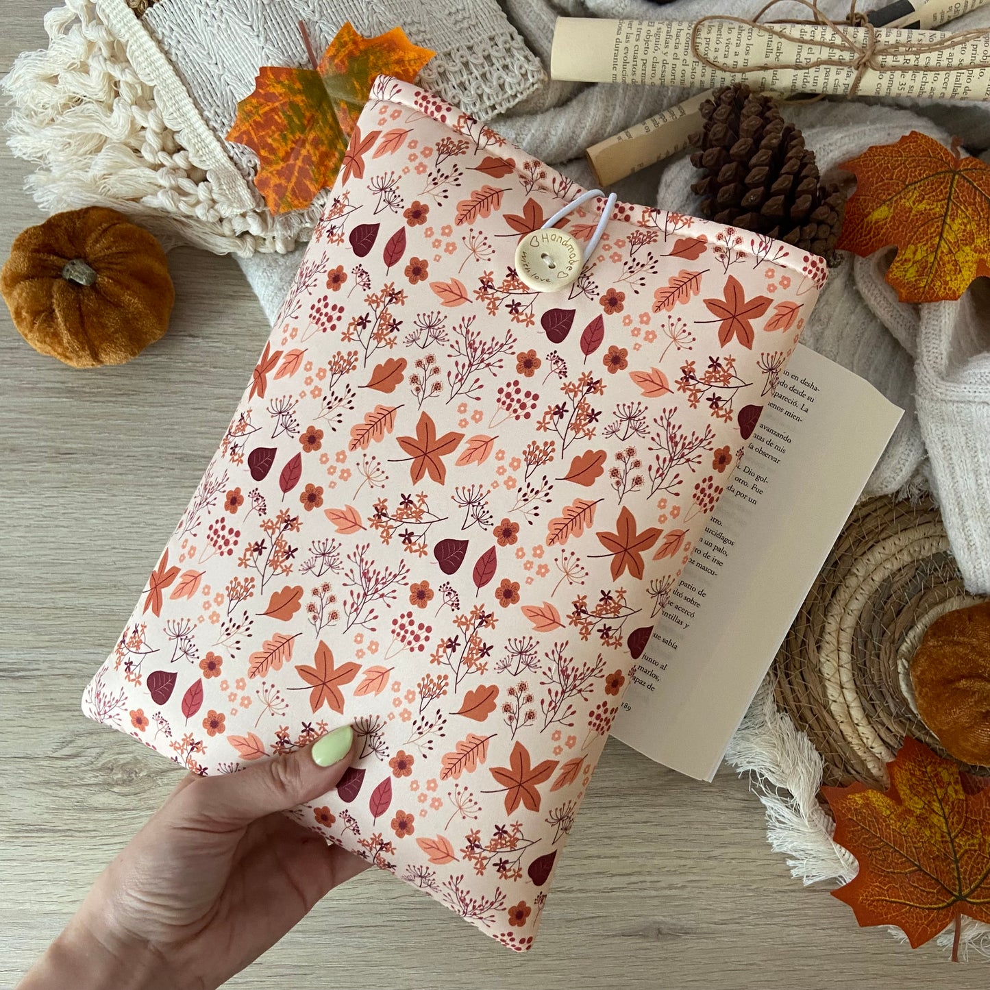 Funda literaria hojas otoñales