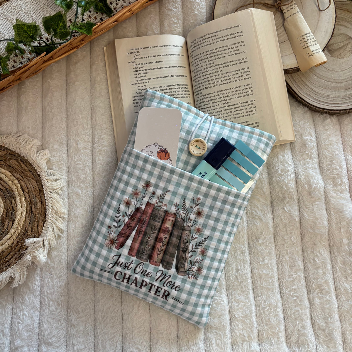 Funda literaria Just one more chapter vichy con bolsillo