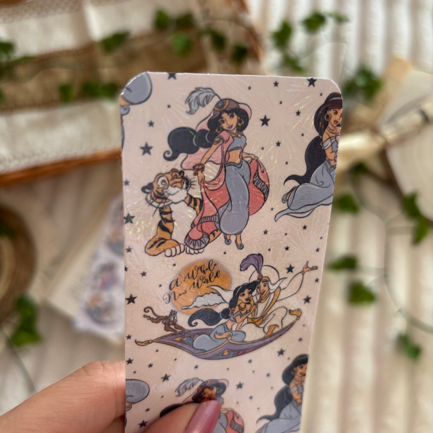 Marcapáginas Aladdin y Jasmine holográfico