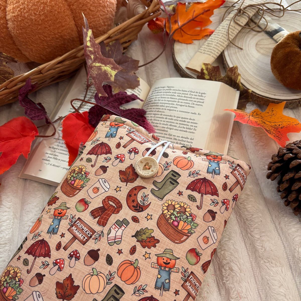 Funda literaria farmer market in autumn