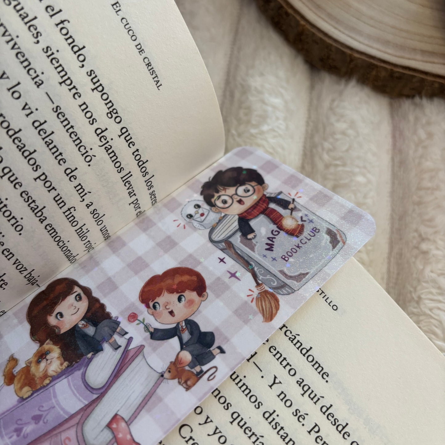 Marcapáginas Luna, Harry, Ron y Hermione holográfico