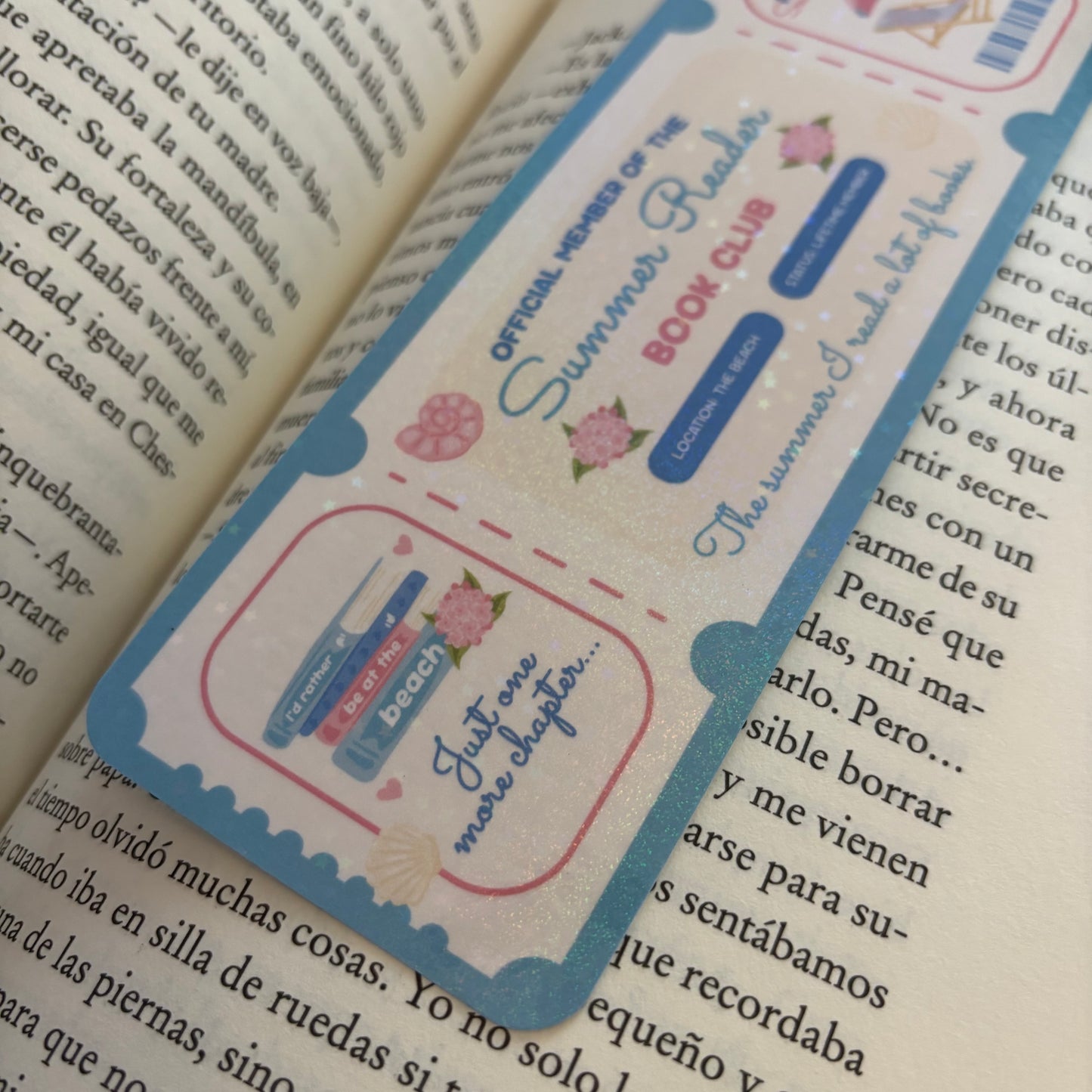 Marcapáginas summer reader bookclub holográfico