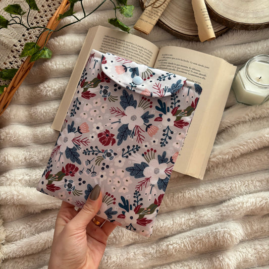 Funda para ebook flores en gris impermeable
