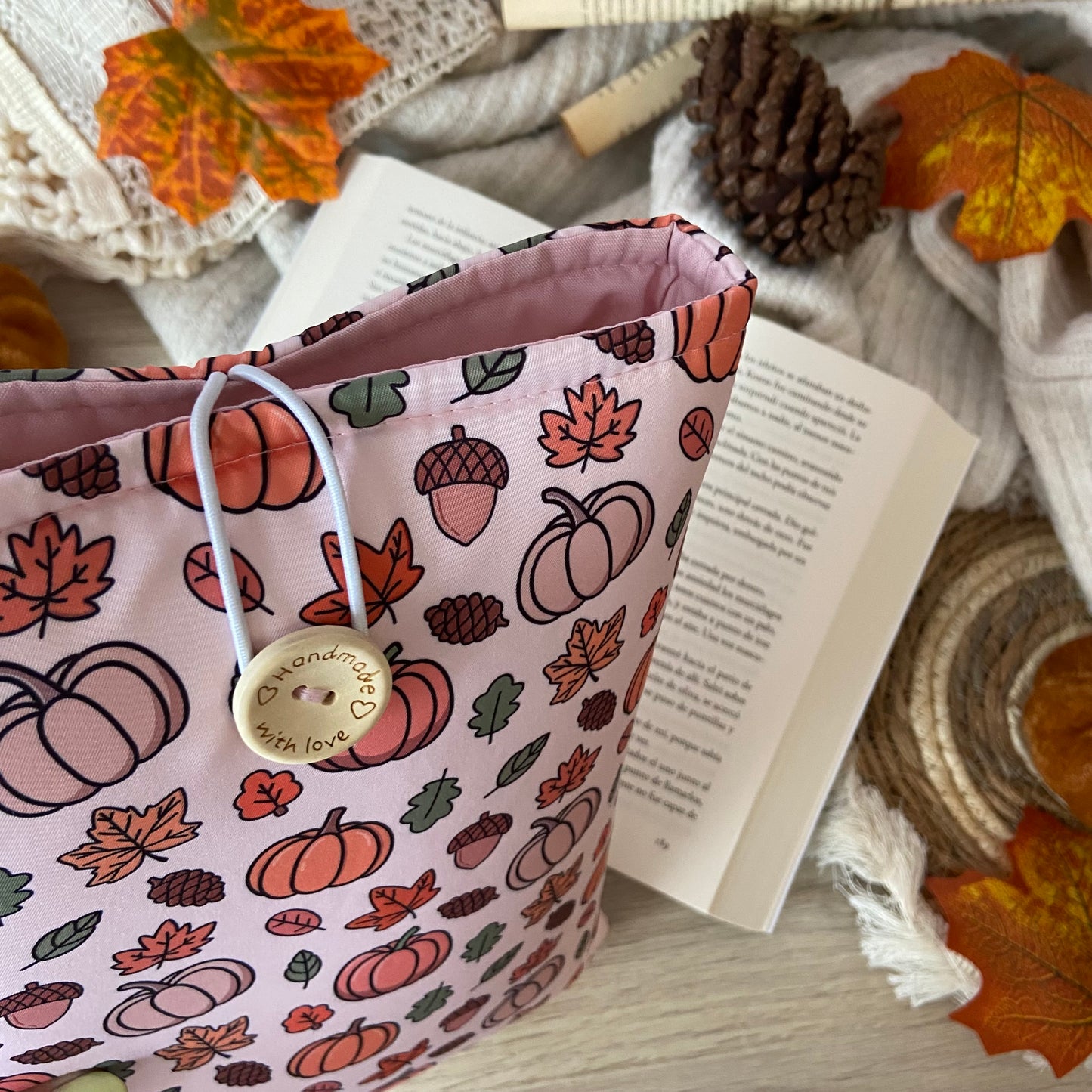 Funda literaria calabazas en otoño