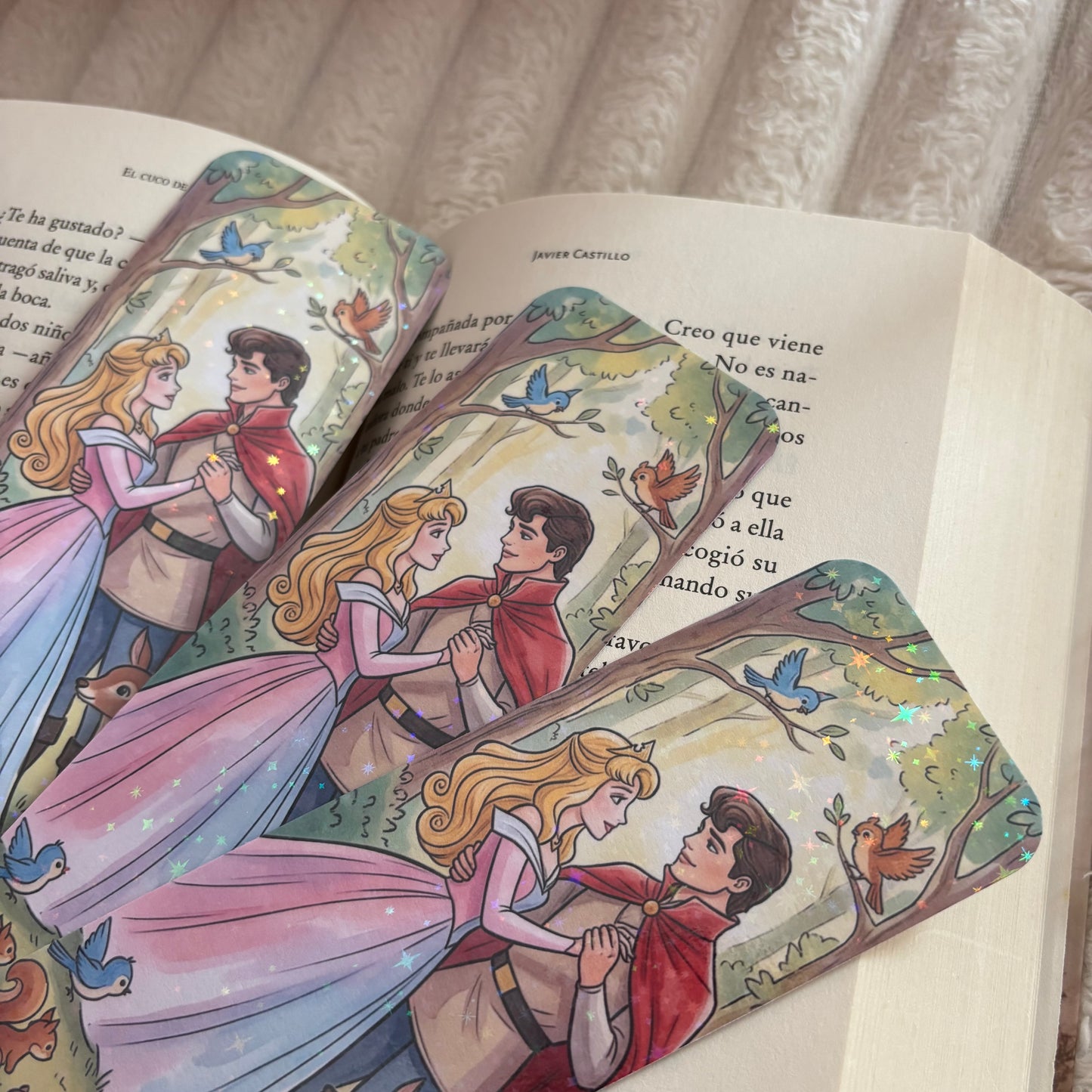 Marcapáginas princesa Aurora y Felipe holográfico