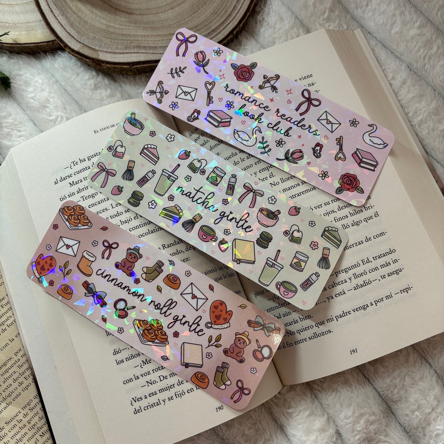 Pack 3 marcapáginas girlie holograficos