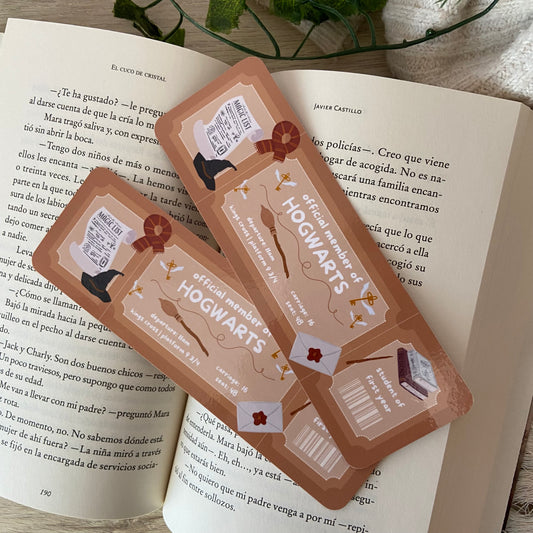 Marcapáginas ticket Hogwarts