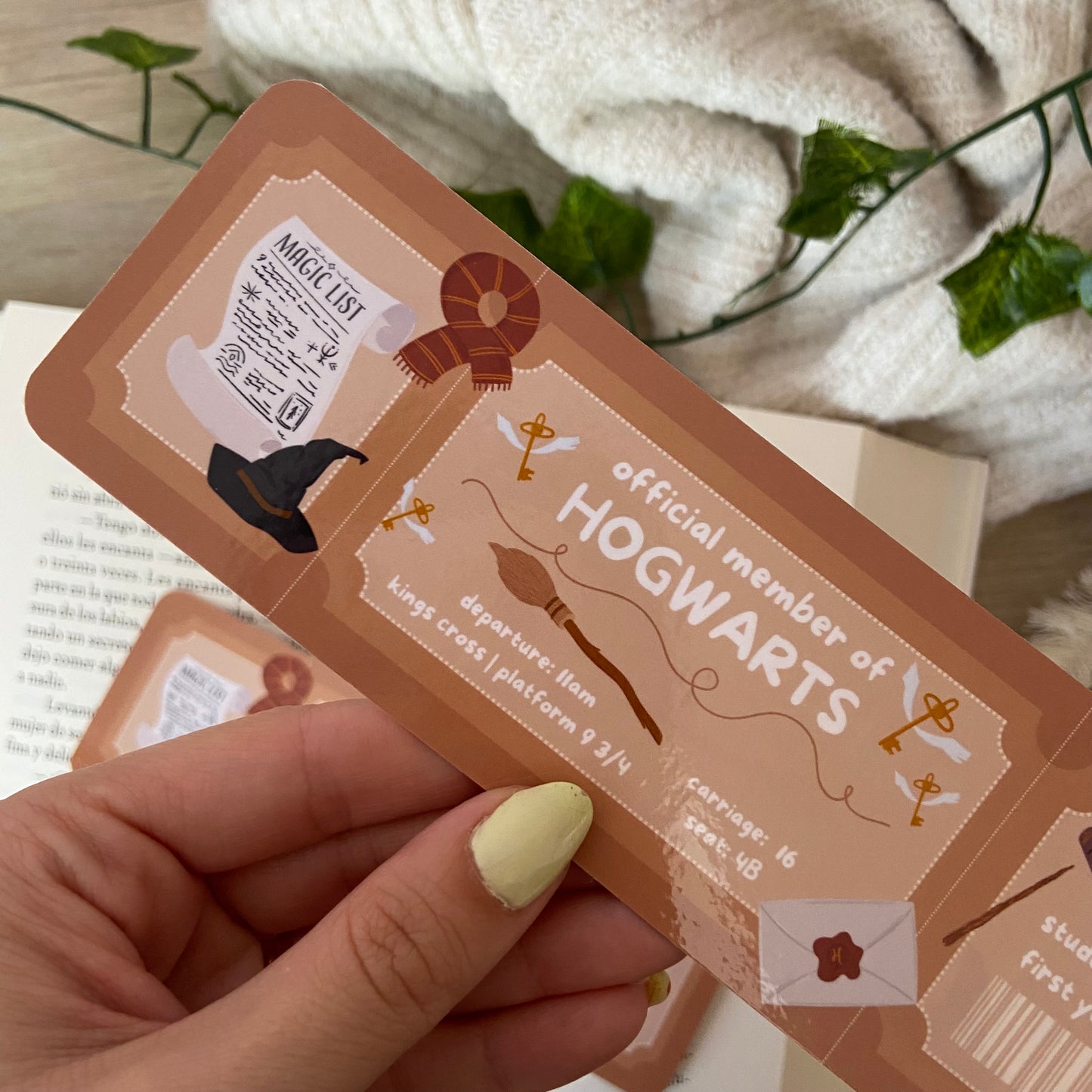 Marcapáginas ticket Hogwarts