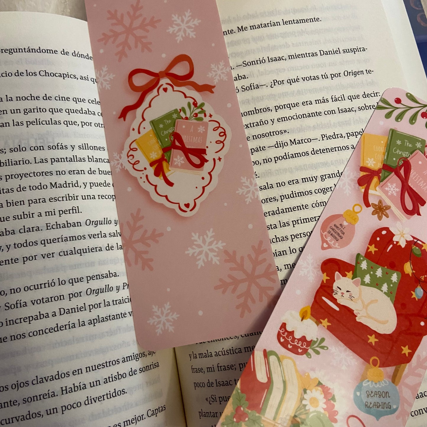 Marcapáginas gatito navideño