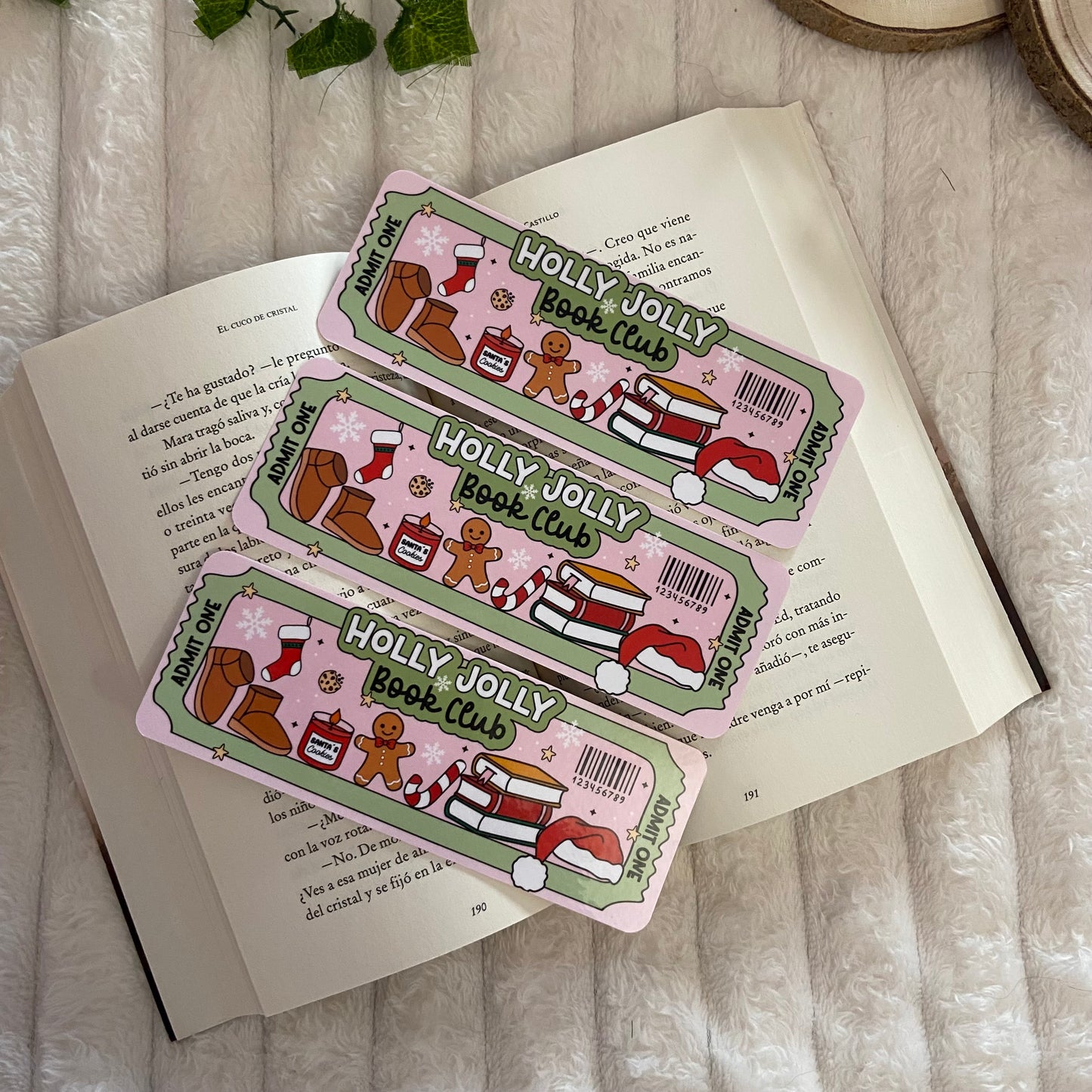 Marcapáginas ticket Holly Jolly
