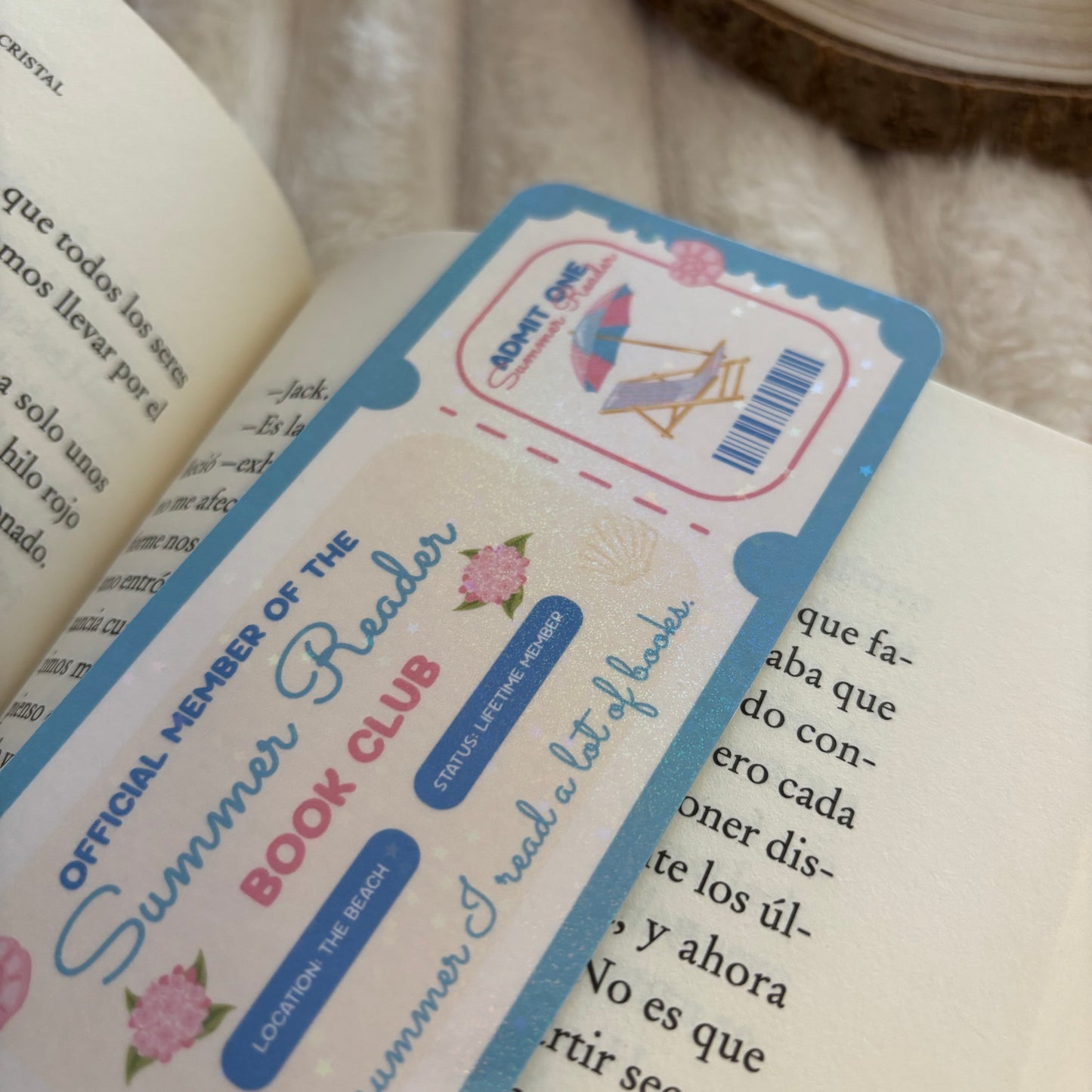 Marcapáginas summer reader bookclub holográfico