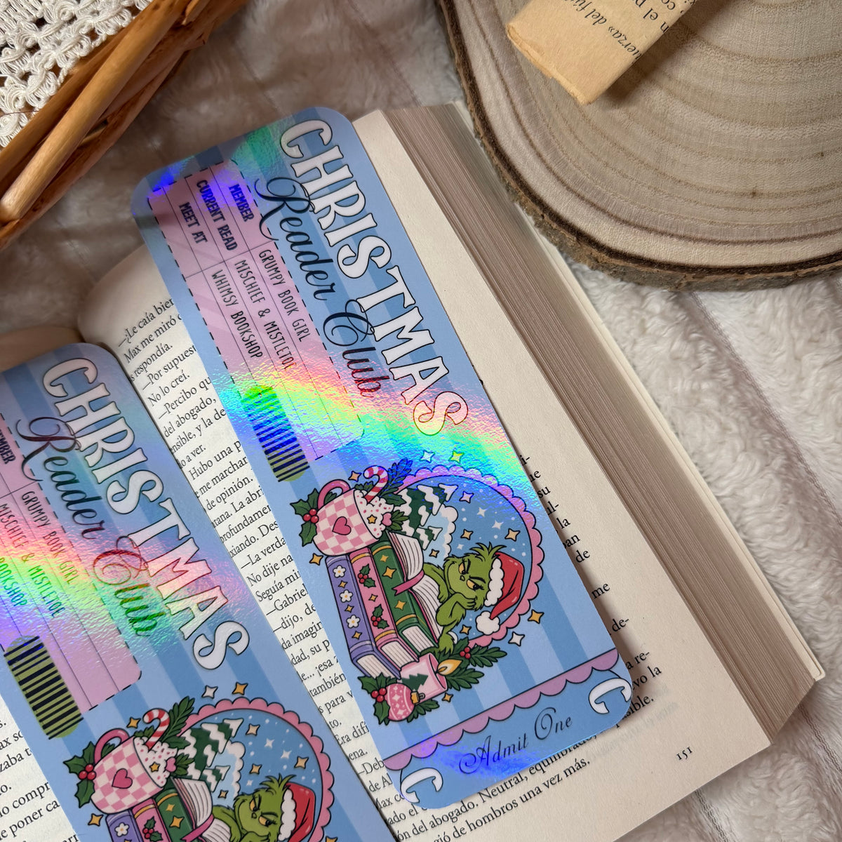 Marcapáginas Christmas reader club Grinch holográfico