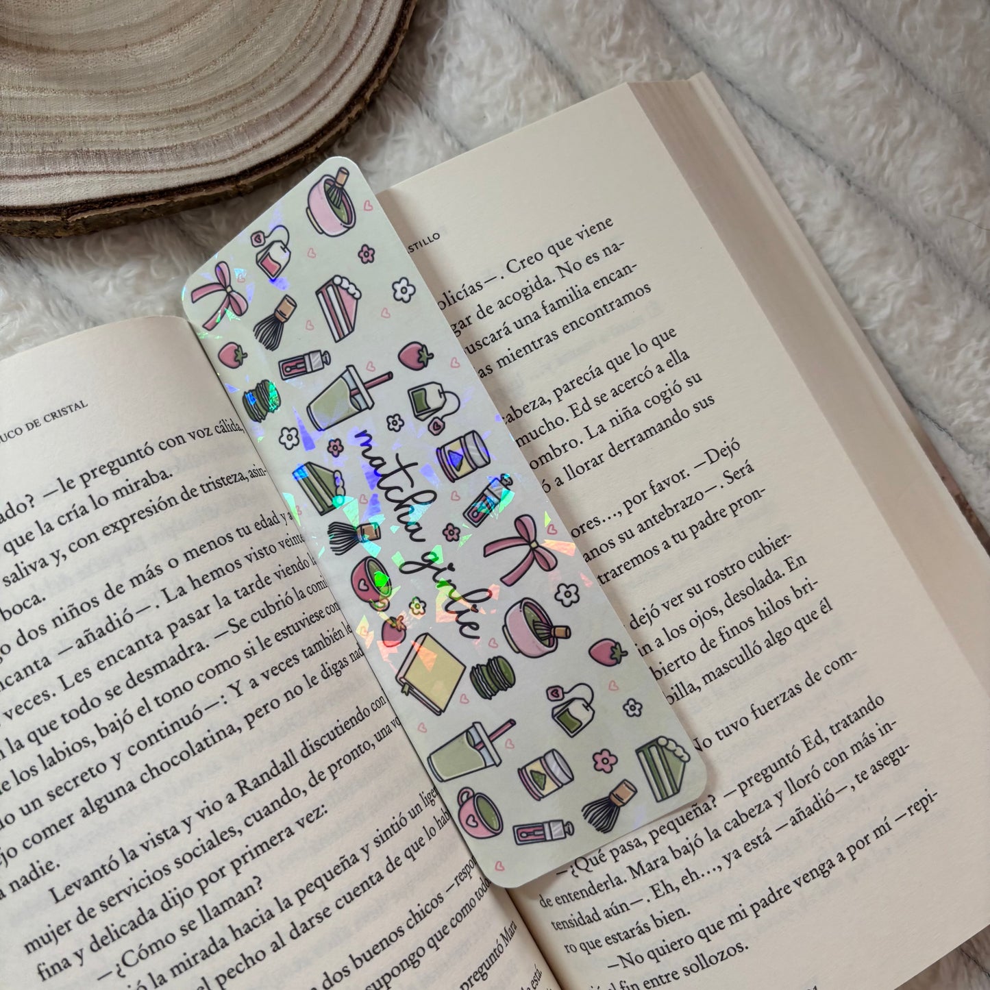 Marcapáginas Matcha girlie holográfico
