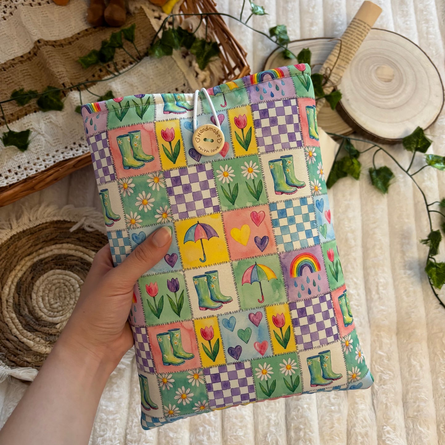 Funda literaria corazones de Abril