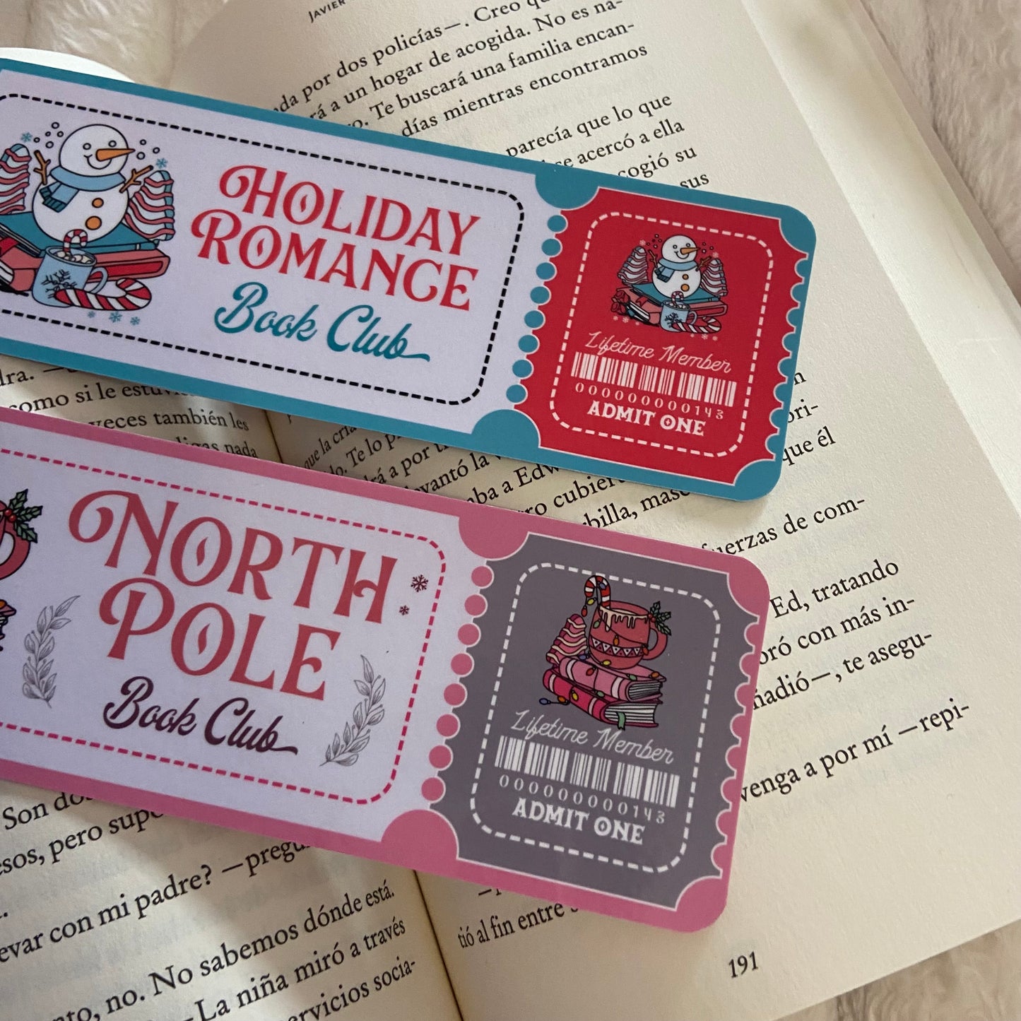 Pack 2 marcapáginas Holiday romance bookclub y North Pole bookclub