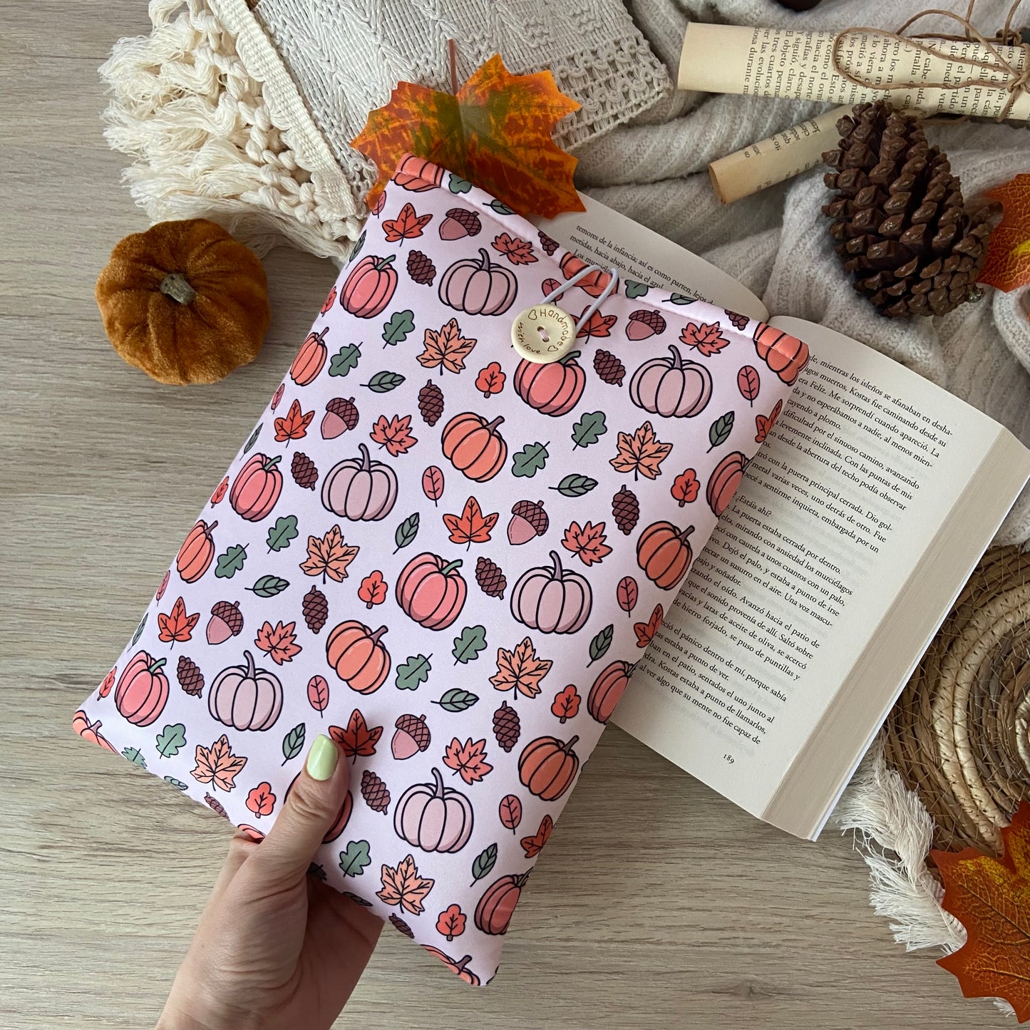 Funda literaria calabazas en otoño outlet