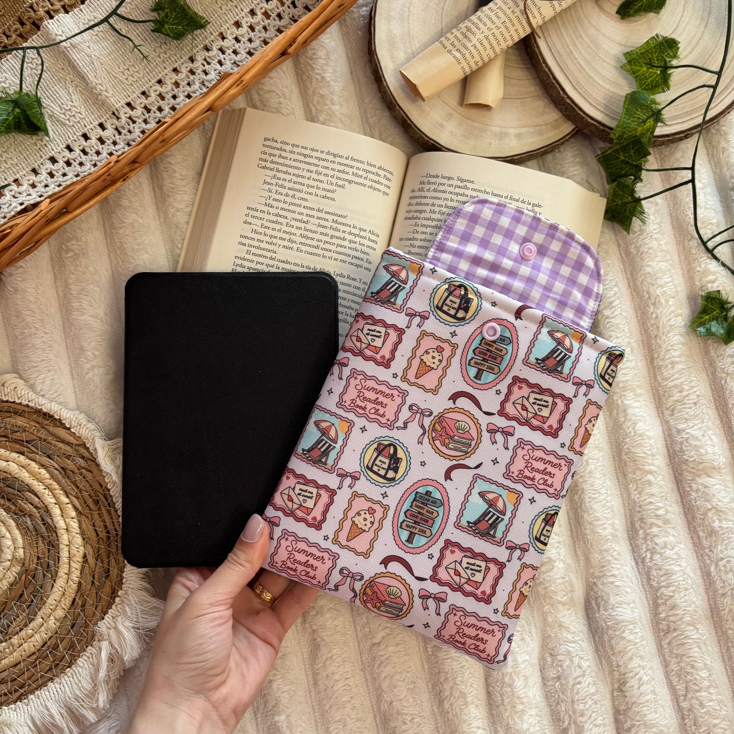 Funda kindle/kobo libra colour summer readers club impermeable