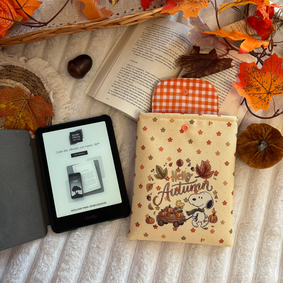 Funda kindle/kobo Hello autumn Snoopy impermeable