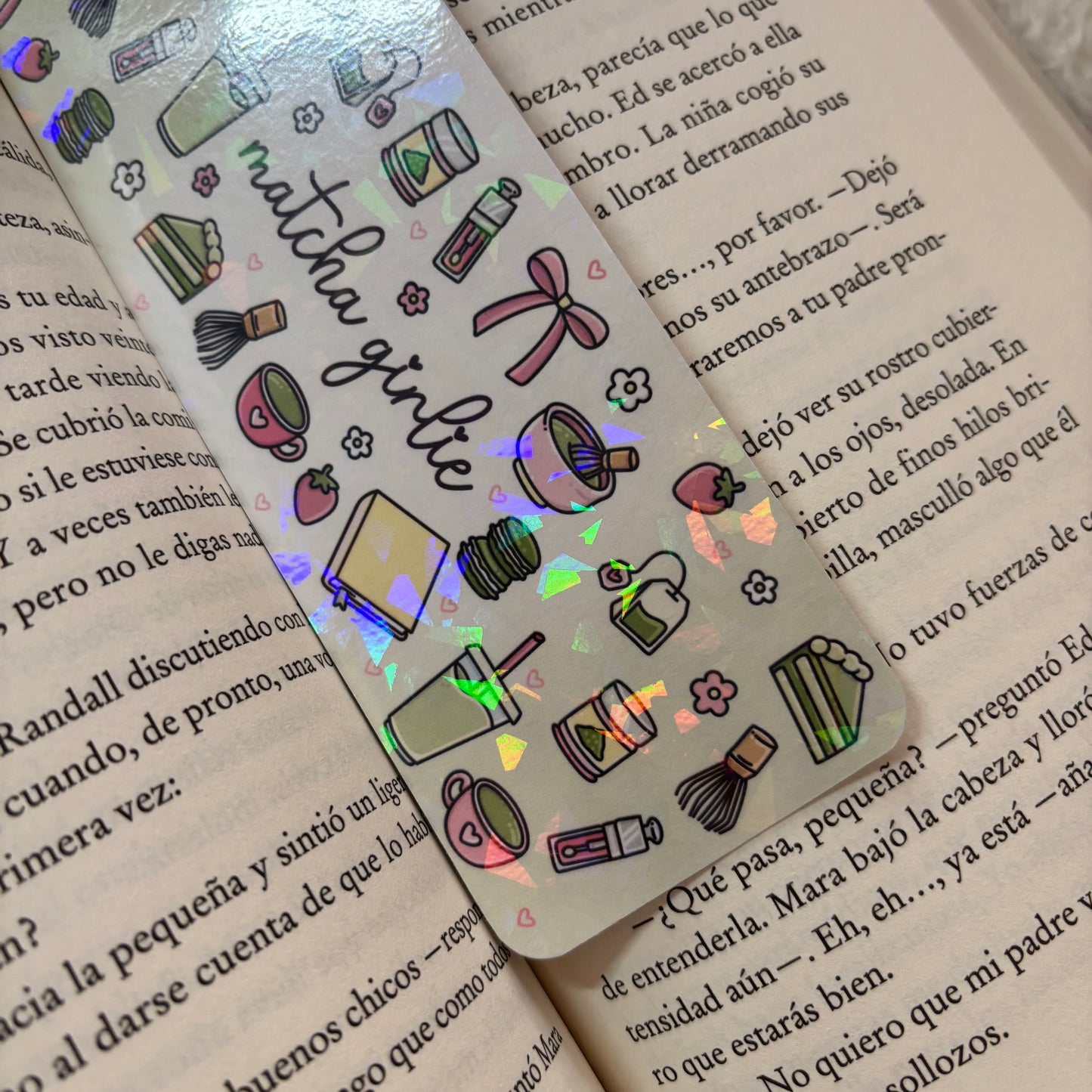 Marcapáginas Matcha girlie holográfico