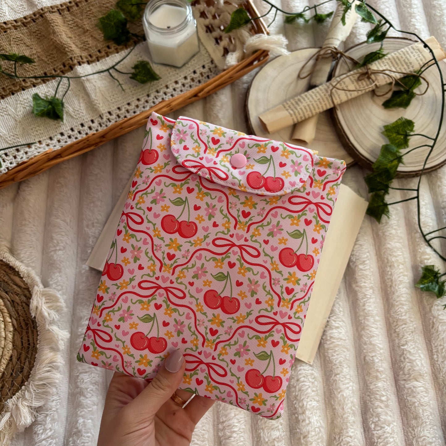 Funda kindle/kobo libra colour jardín de cerezas impermeable
