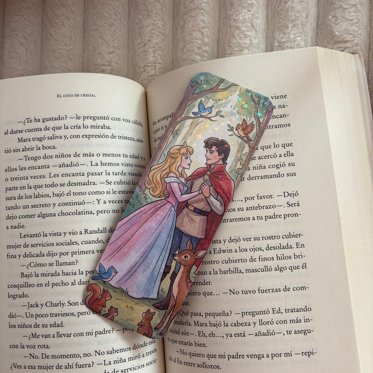 Marcapáginas princesa Aurora y Felipe holográfico