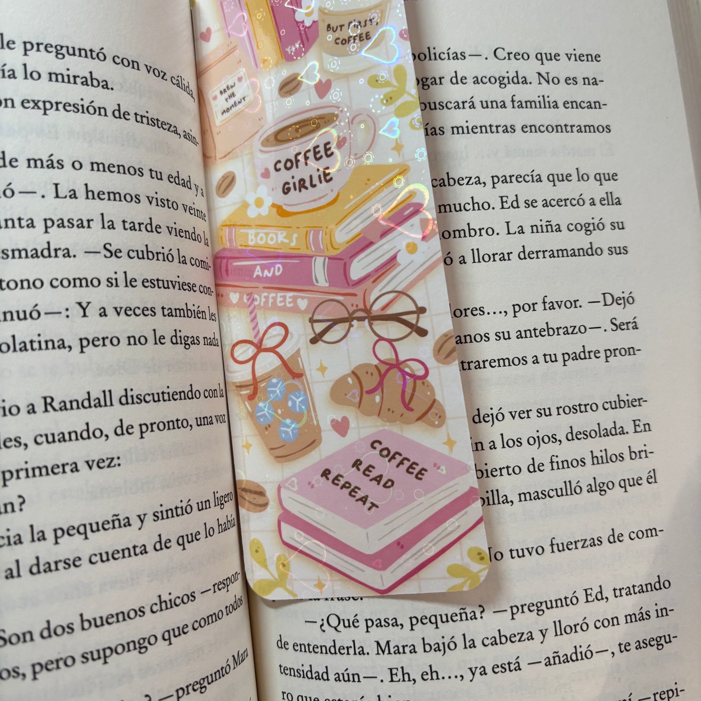 Marcapáginas coffee girlie holográfico