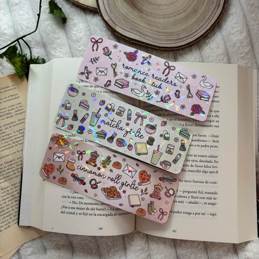 Pack 3 marcapáginas girlie holograficos