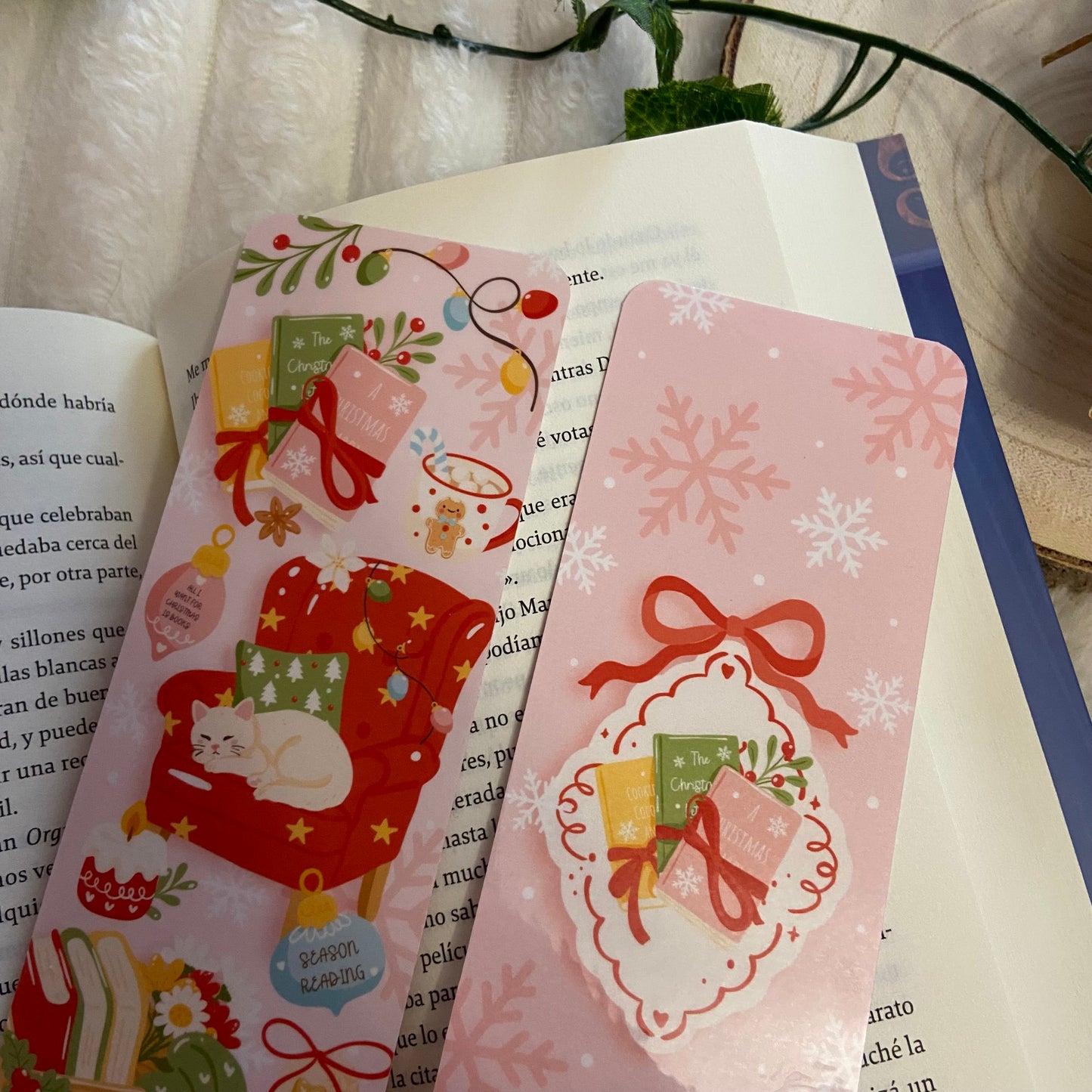 Marcapáginas gatito navideño