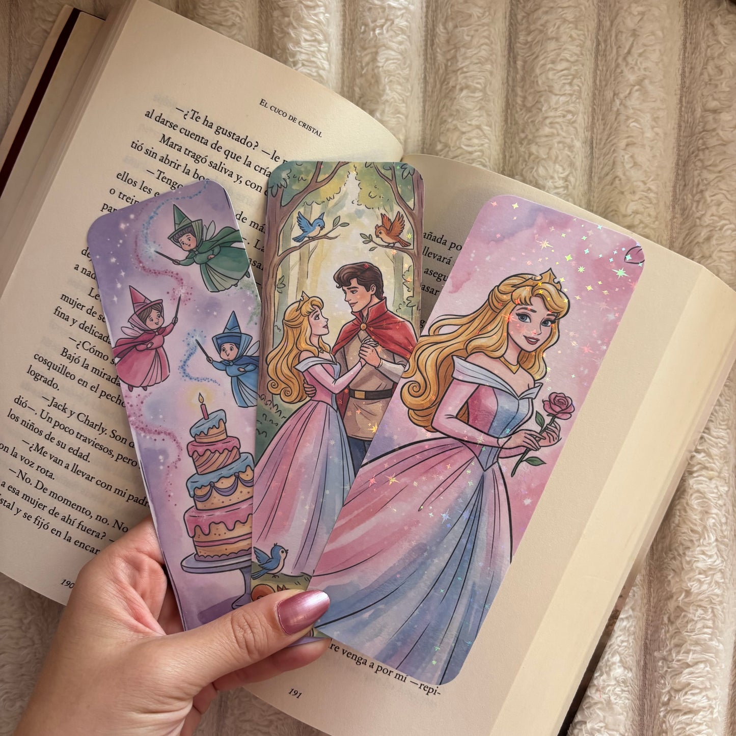 Pack 3 marcapáginas holográficos Aurora Bella durmiente