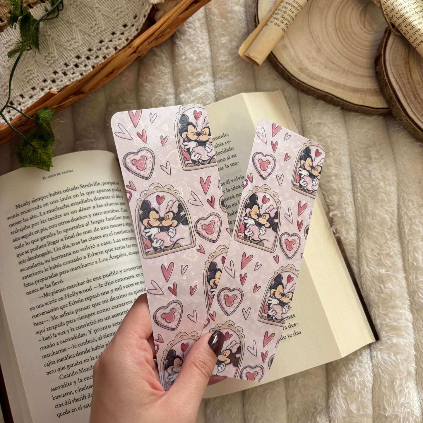Marcapáginas Minnie y Mickey holográfico