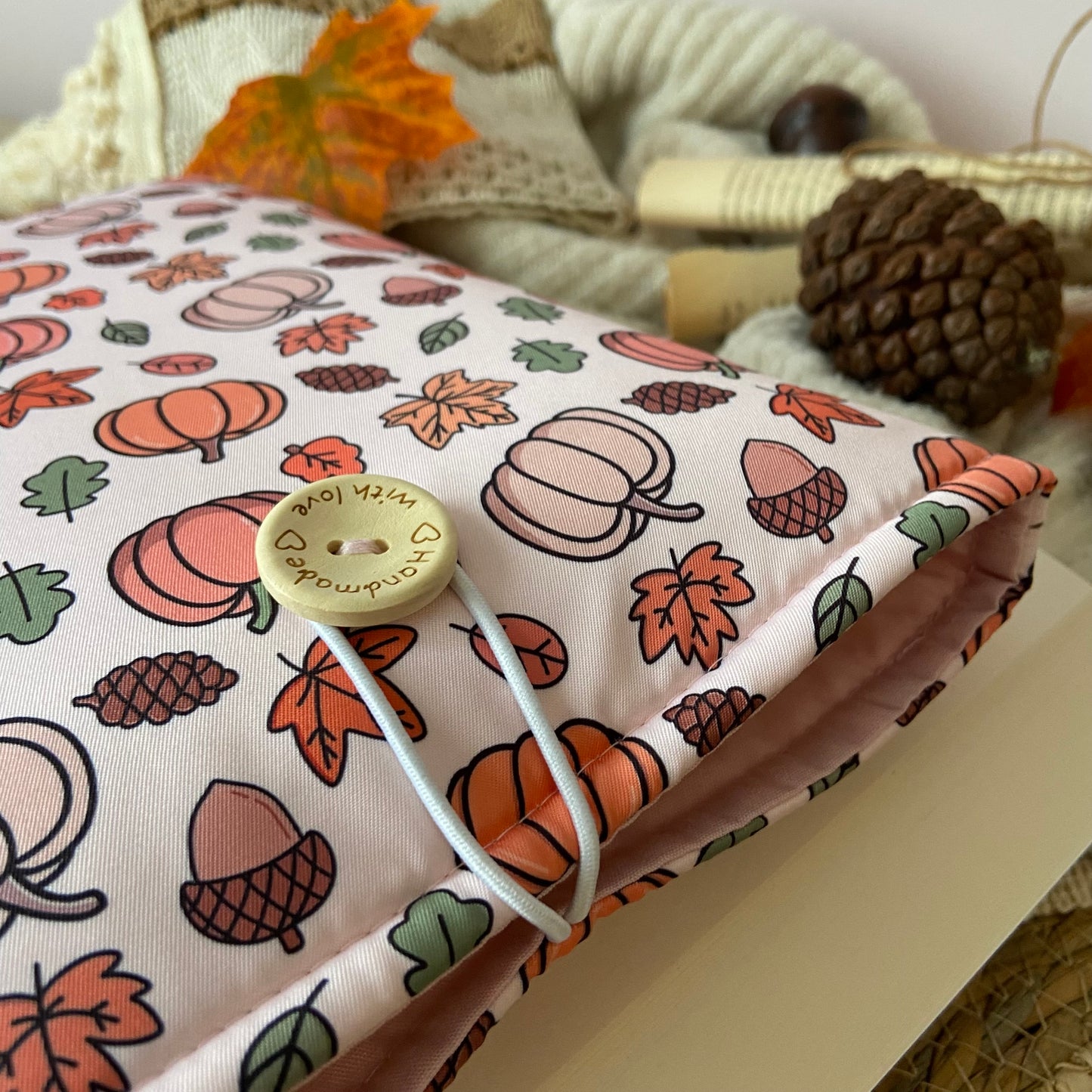 Funda literaria calabazas en otoño