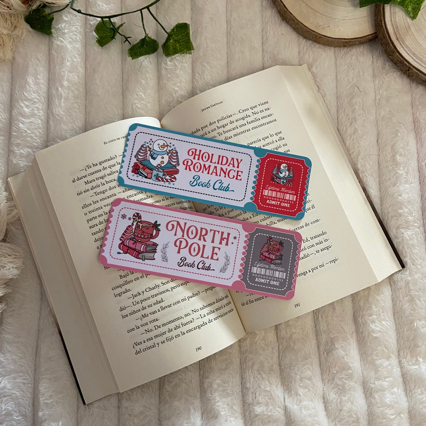 Pack 2 marcapáginas Holiday romance bookclub y North Pole bookclub