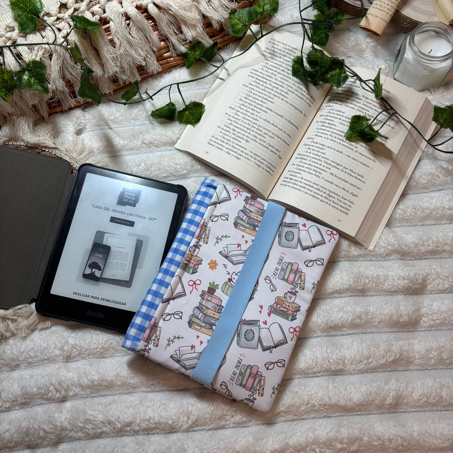 Funda de solapas para ebook gatitos lectores