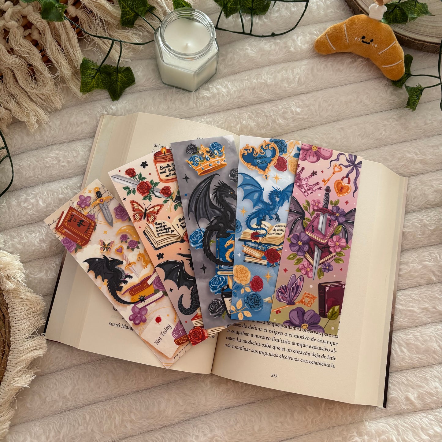 Pack 5 marcapáginas dragones