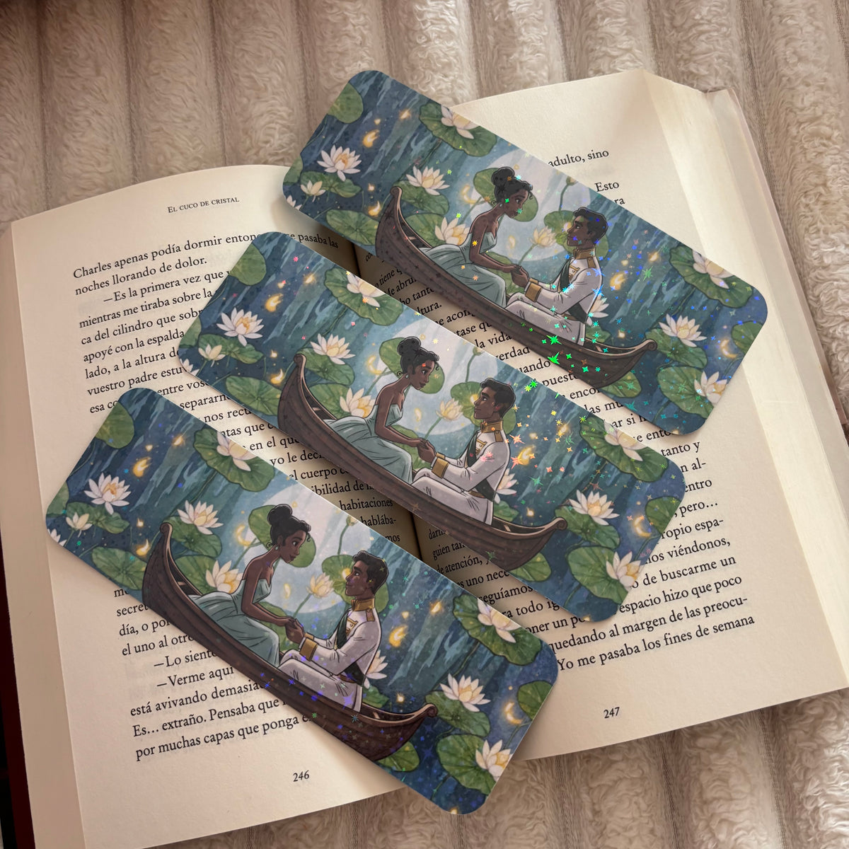 Pack 3 marcapáginas princesa Tiana y el sapo holográficos