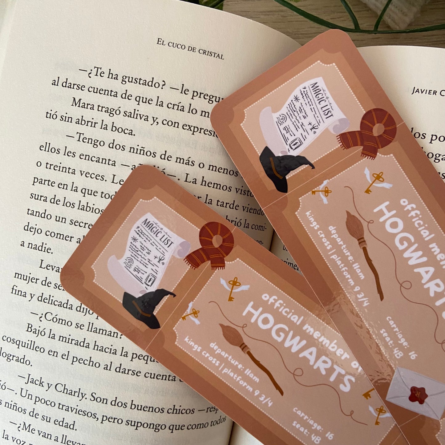 Marcapáginas ticket Hogwarts
