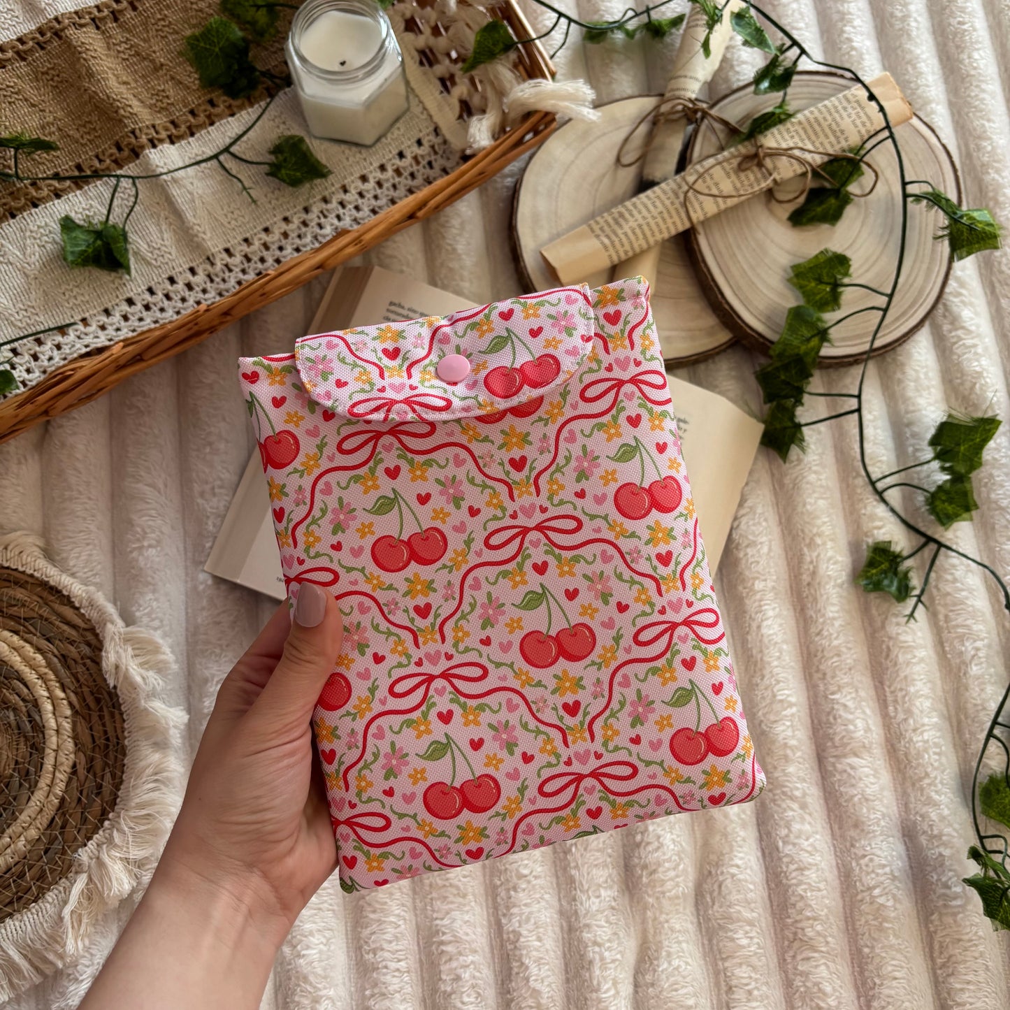 Funda kindle/kobo libra colour jardín de cerezas impermeable