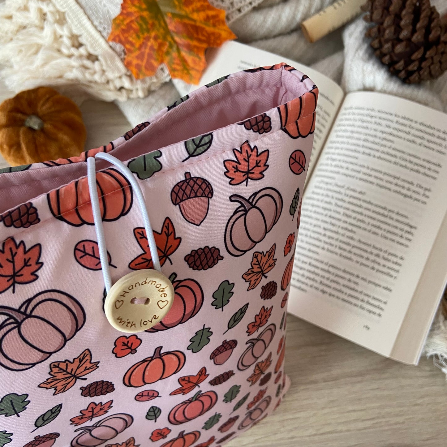 Funda literaria calabazas en otoño
