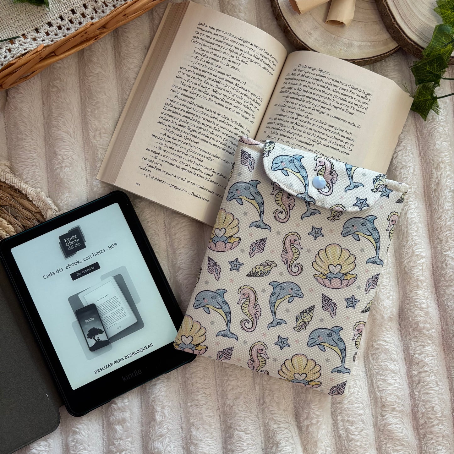 Funda kindle/kobo libra colour mar de perlas impermeable